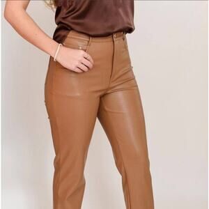 Cami Nyc 'Hanie' Brown Cropped Faux Leather Straight-Leg Pants Size XS - NWT